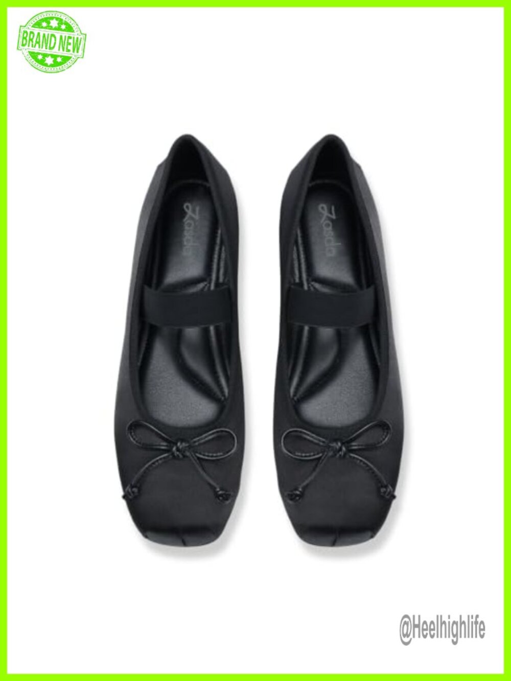 Satin Ballet Flats for Women Cute Bow Slip On Square Toe Casual Work Shoes